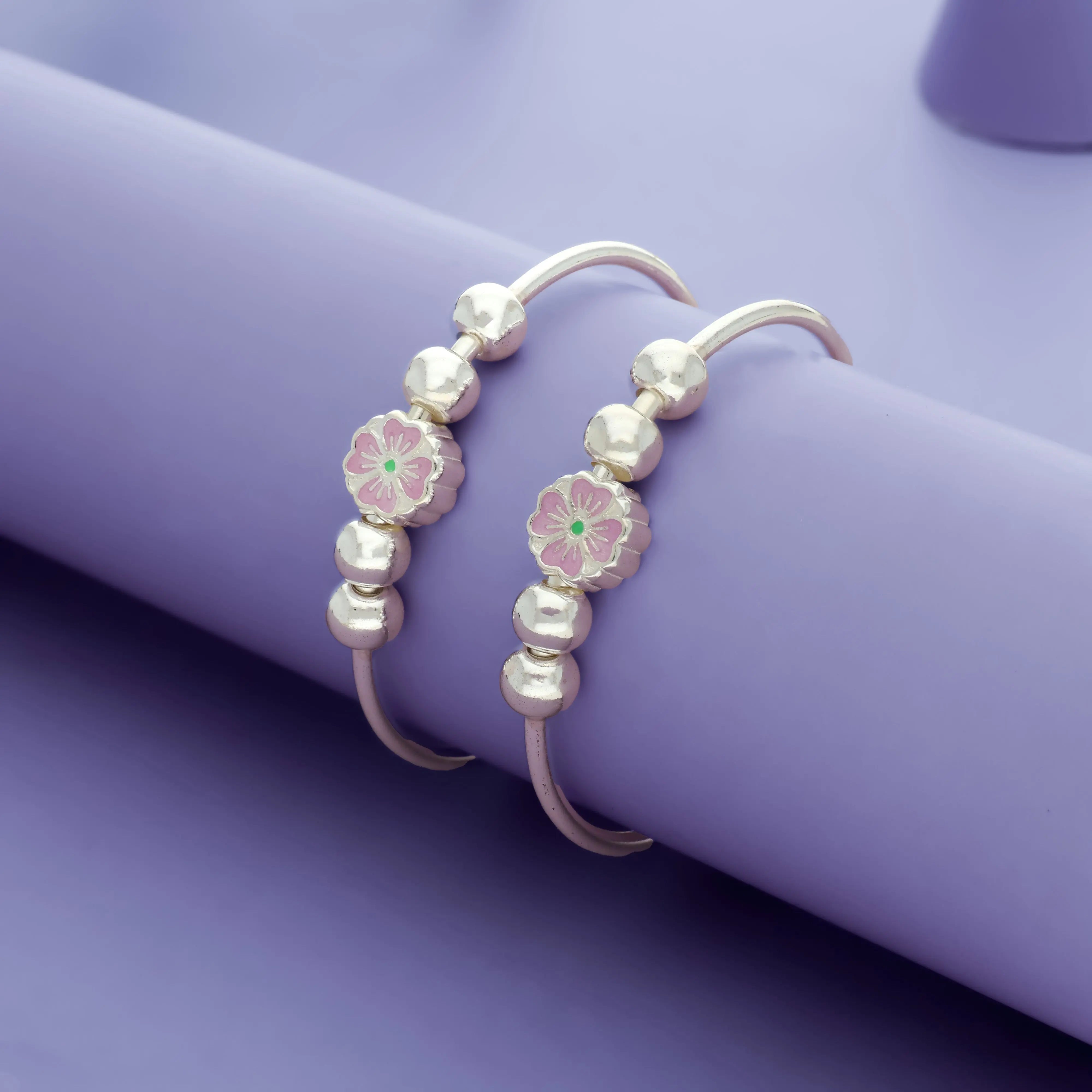 Little Flora 925 Silver Kid Bangles (0-5 Yrs)