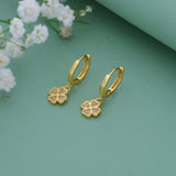 Floral Dazzle 18K Rose Gold Polish Silver Hoop Earrings