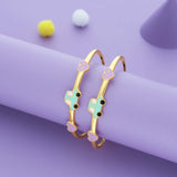 Lovely Mini Ride Gold Polish 925 Kid Silver Bangles(0-5 Yrs)