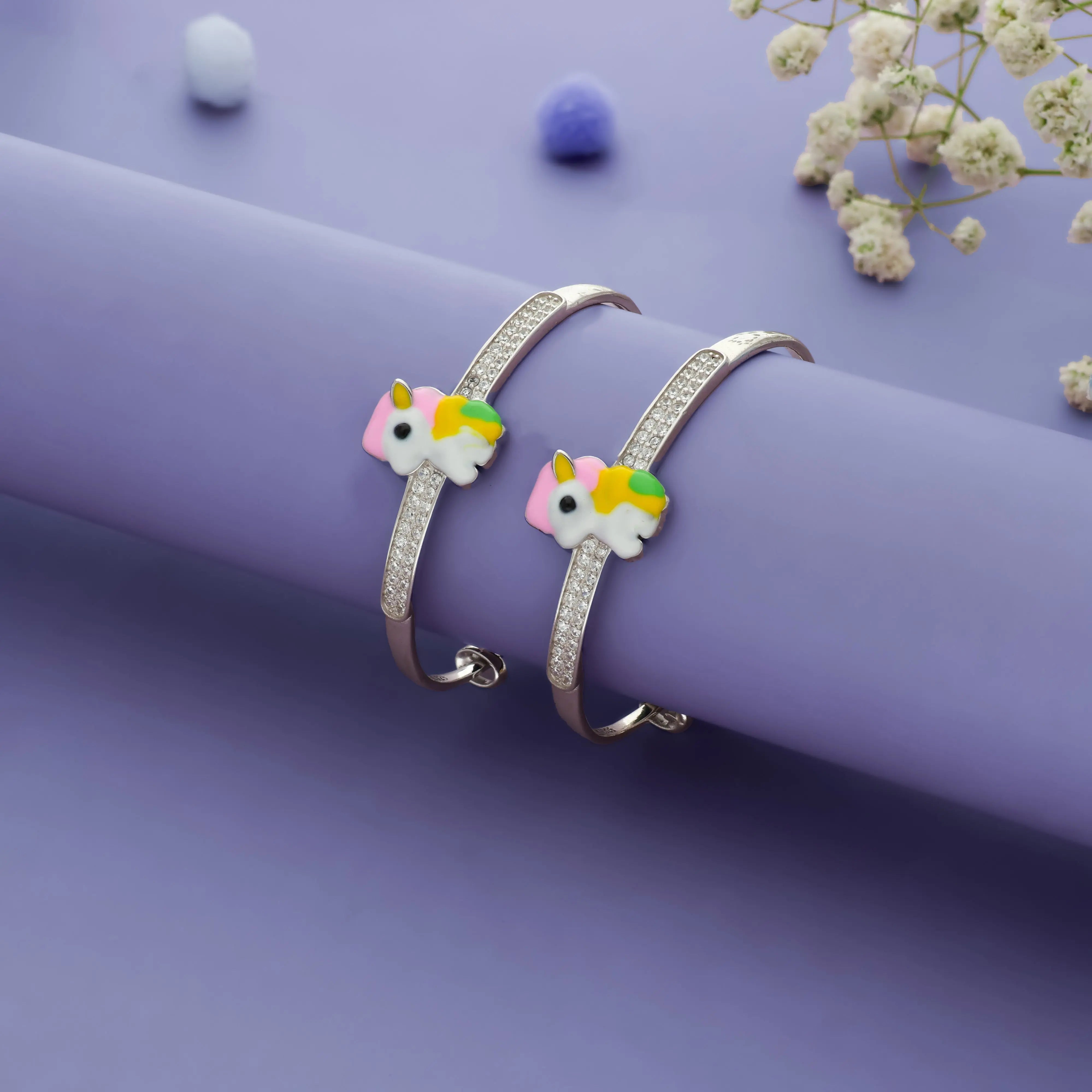 Magical Unicorn Sparkle 925 Silver Kids Bangles (0-5 Yrs)
