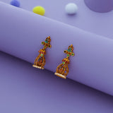 Melody Temple Gold Finish 925 Silver Jhumkas