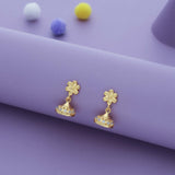 Mini Blossom Gold Polish 925 Silver Traditional Kid Earring