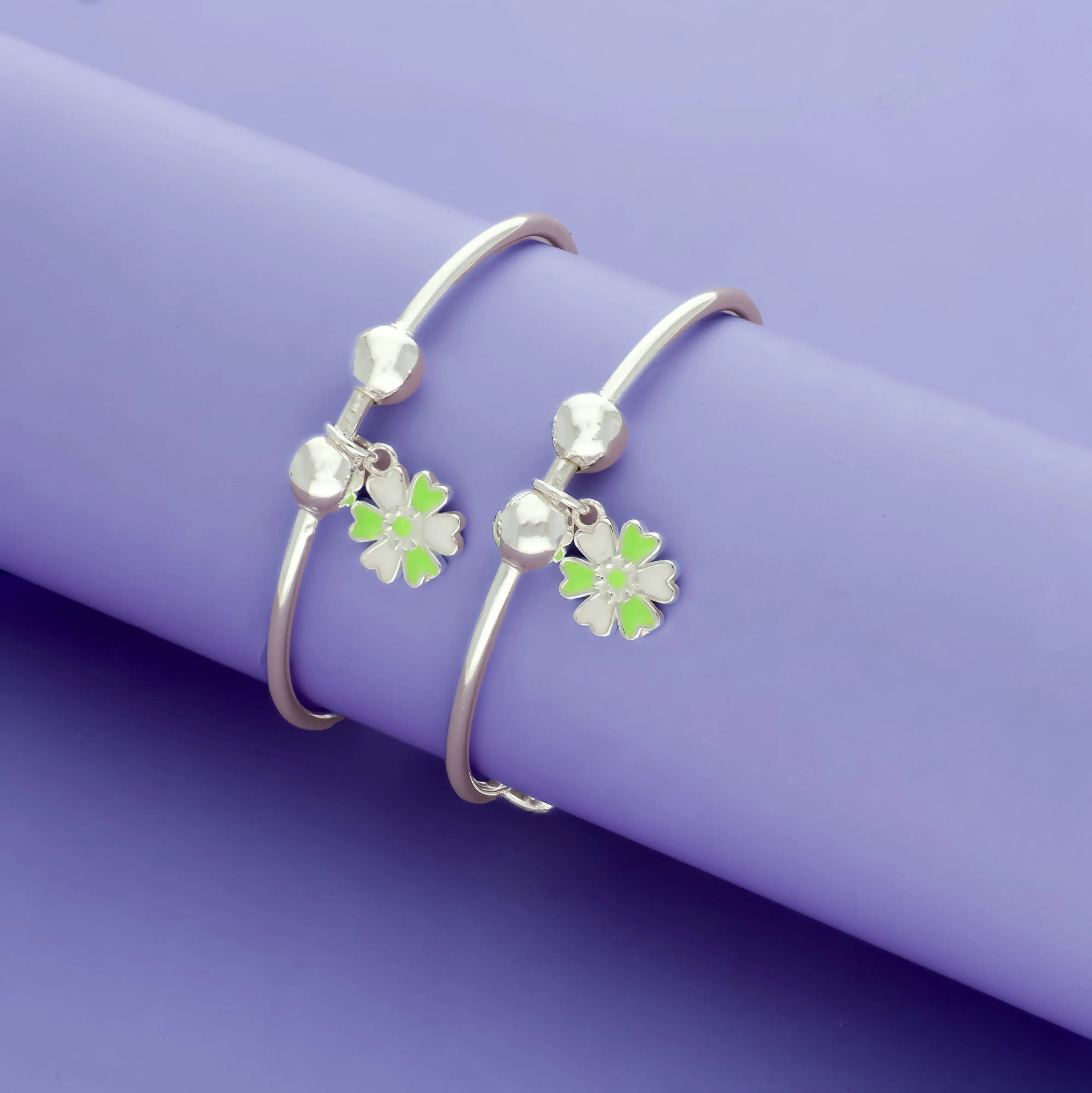 Mint Bloom 925 Sterling Silver Kid Bangles
