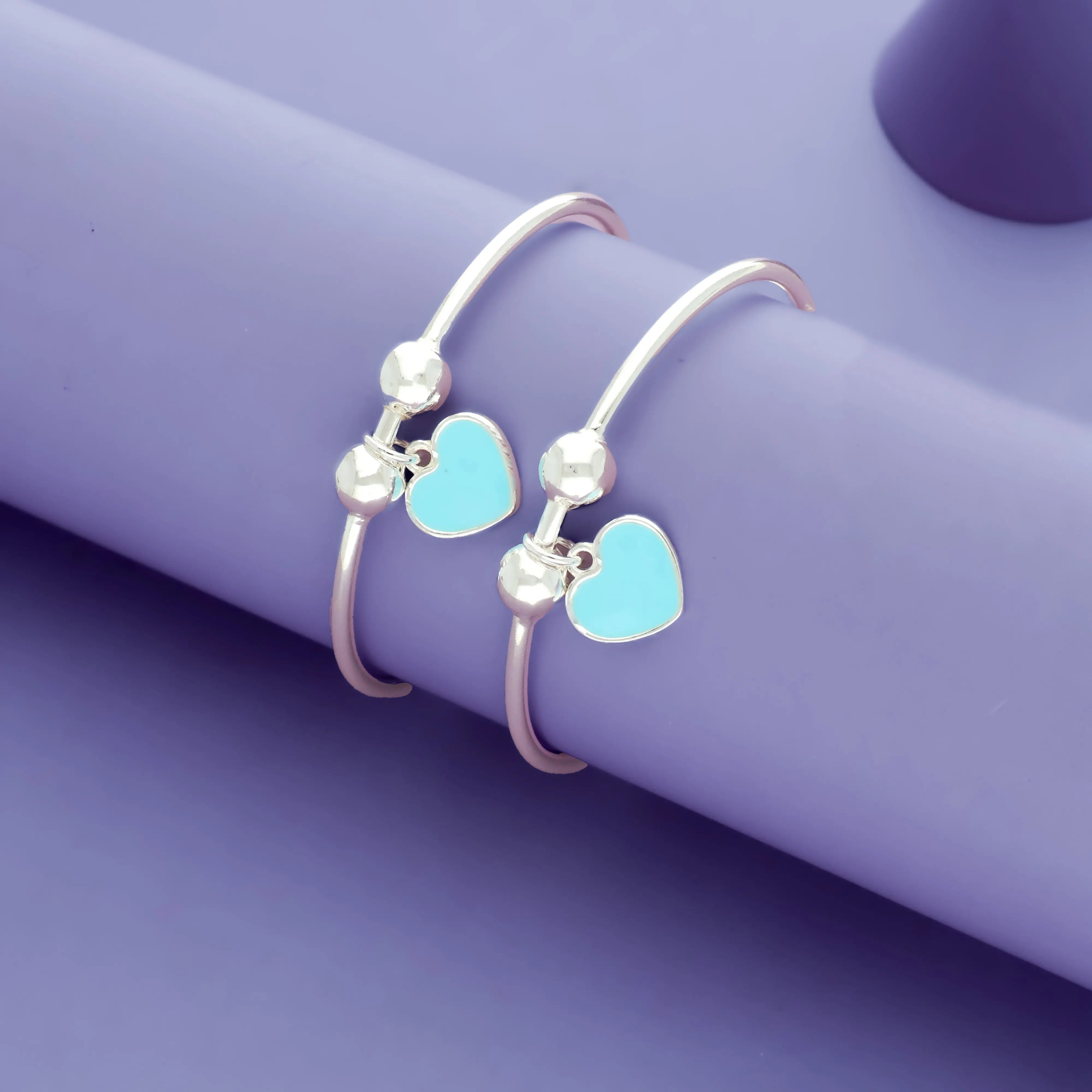 Ocean Heart 925 Sterling Silver Kid Bangles