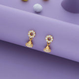 Oval Stone 925 Gold Polish Silver Kid Drop Earring(6+ Yrs)