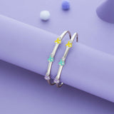Pastel Heart 925 Silver Kid Bangles (0-5 Yrs)