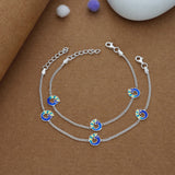 Peacock Charm 925 Silver Kid Anklet (4-6 Yrs)