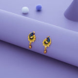 Peacock Paradise Gold Polish 925 Silver Drop Earring