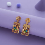 Peacock With Lakshmi Devi Gold Polish 925 Silver Traditional Women Earring