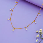 Pearl Drop 925 Silver Layered Chain Necklace