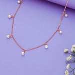 Pearl Drop 925 Silver Layered Chain Necklace