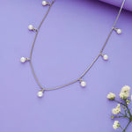 Pearl Drop 925 Silver Layered Chain Necklace