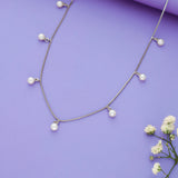 Pearl Drop 925 Silver Layered Chain Necklace