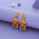 Pearl Lakshmi Gold Polish 925 Silver Traditional Jhumka