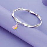 Pink Bloom 925 Silver Kid Bangle