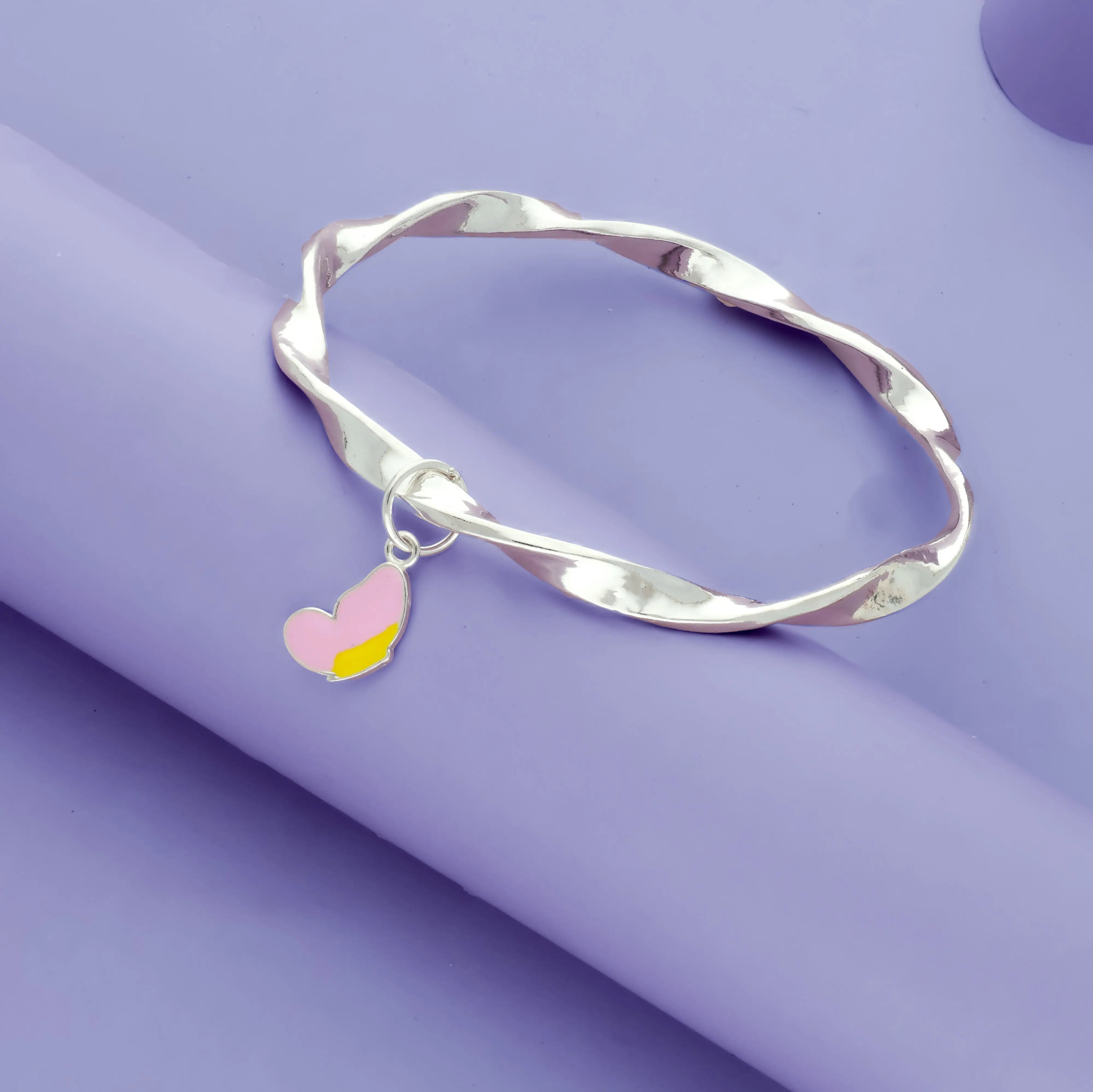 Pink Bloom 925 Silver Kid Bangle