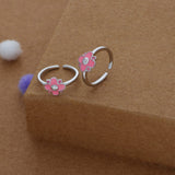 Pink Petal Pop Adjustable 925 Silver Fancy Toering