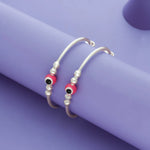 Pink Evil Eye 925 Sterling Silver Adjustable Kada Set