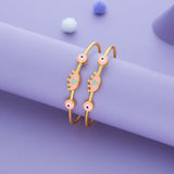 Princess Crown Gold Polish 925 Silver Kid Bangles (0-5 Yrs)