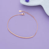 Pure Line Stone Rose Gold Polish 925 Silver Bracelet