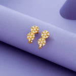 Pure 925 Silver Floral J-Shaped Earrings