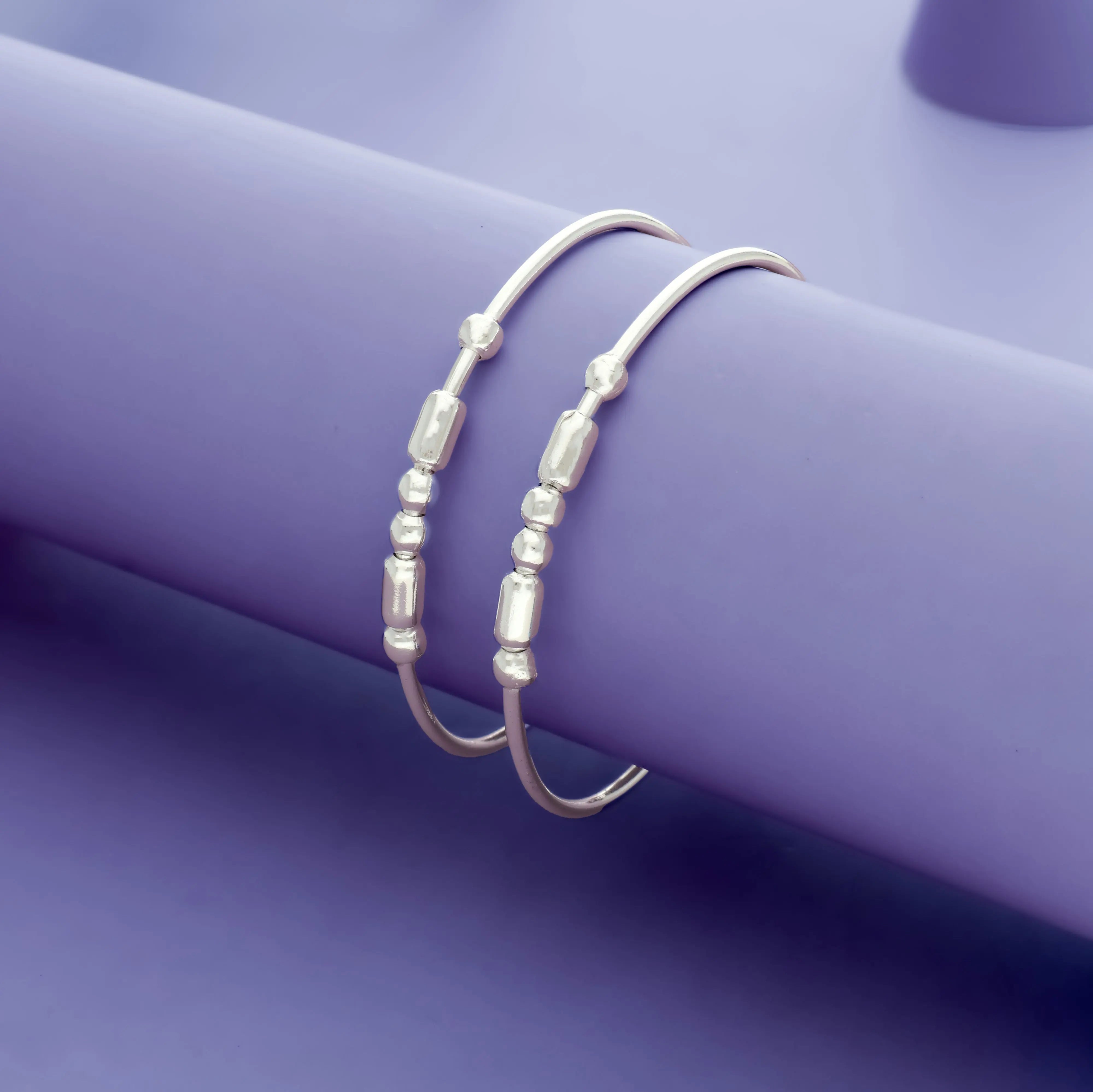 Pure Bead Charm Silver Baby Bangles