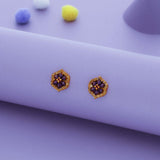 Purple Meenakari Flower Gold Polish 925 Silver Traditional Women Earring