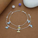 Race Car with Train Charm 925 Silver Kids Anklet (3-5 Yrs)