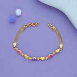 Rainbow Heart Charm 925 Gold Polish Silver Bracelet