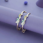 Rainbow Kitty 925 Silver Kid Bangles (0-5 Yrs)