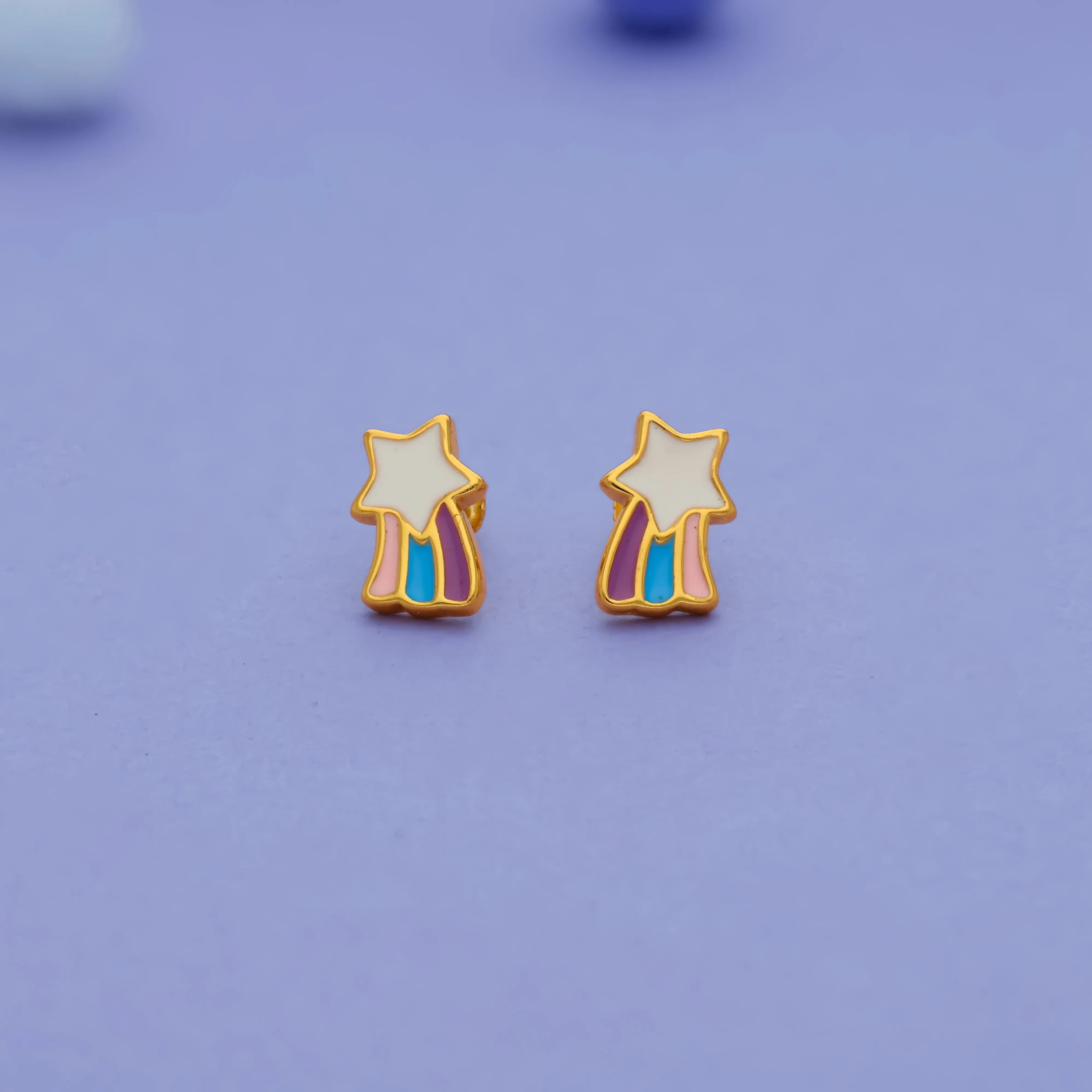Rainbow Star Kids Silver Earrings (3+ Yrs)