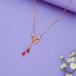 Red Bow Drop 925 Silver Necklace