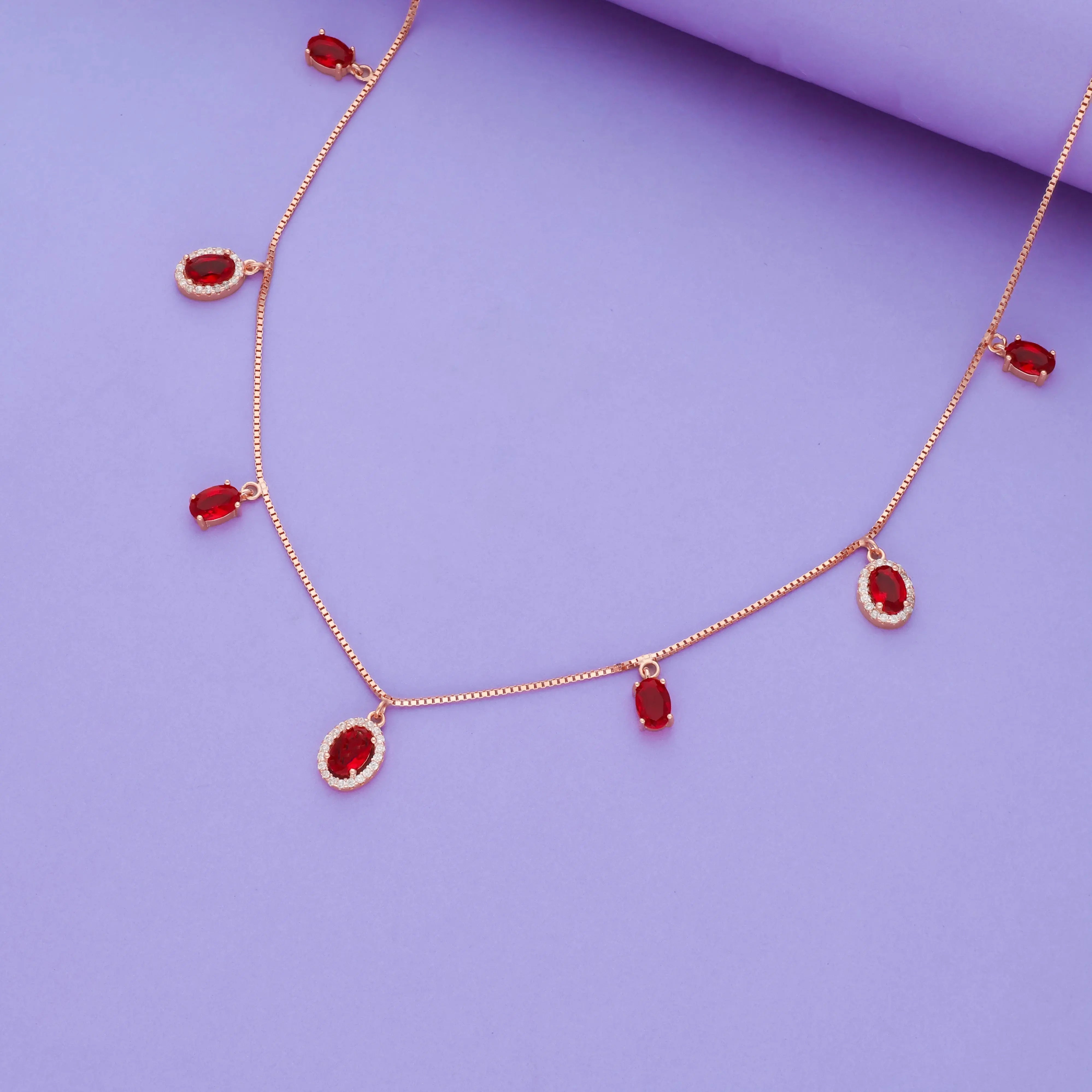 Red Ruby 925 Silver Charm Necklace