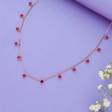 Red Stone 925 Silver Party Wear Charm Necklace