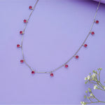 Red Stone 925 Silver Party Wear Charm Necklace