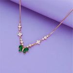 Rose Gold Green Butterfly Charm Necklace