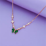 Rose Gold Green Butterfly Charm Necklace