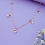 Rose Gold Plated 925 Silver Crystal Circle Charm Necklace