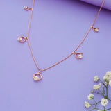 Rose Gold Plated 925 Silver Crystal Circle Charm Necklace