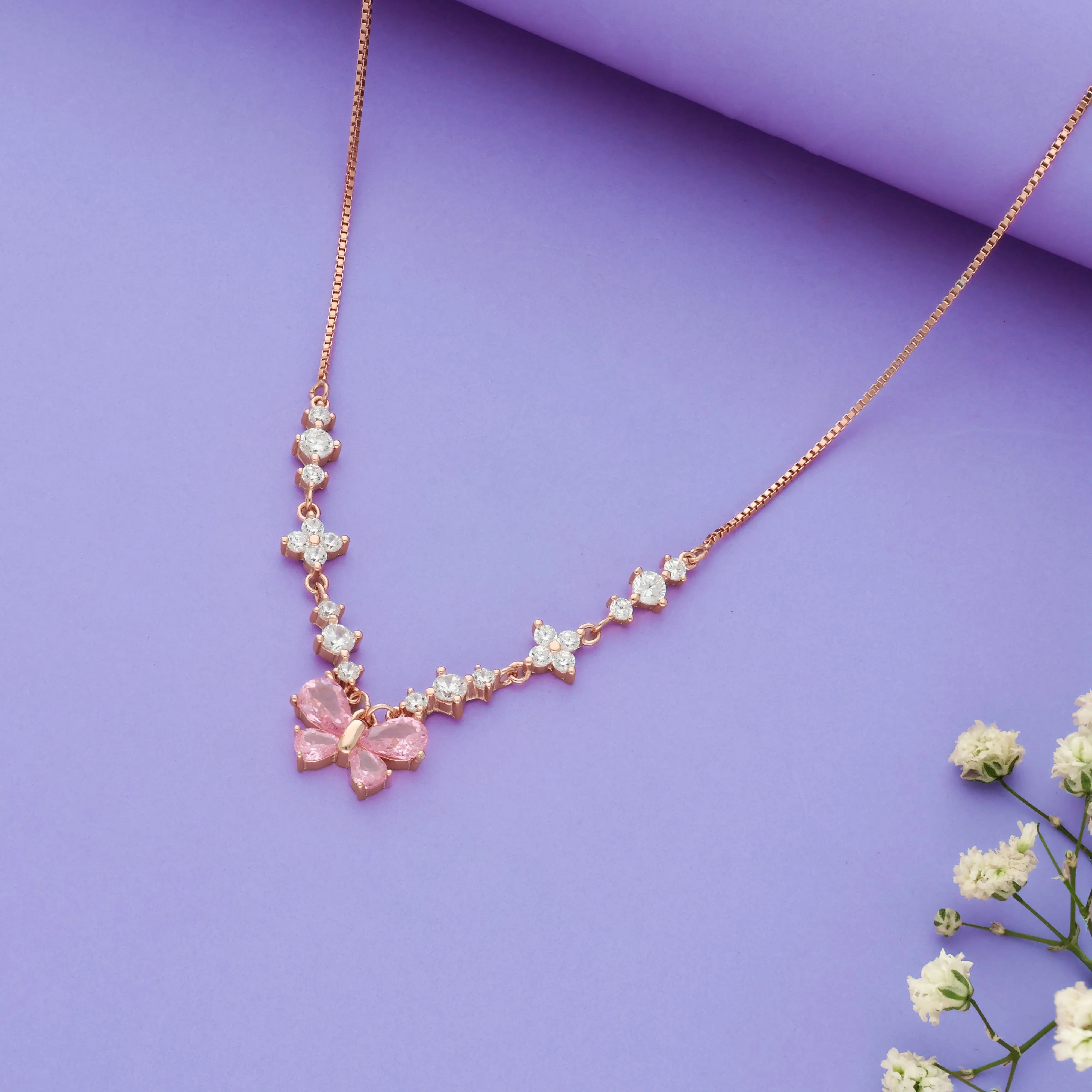 Rose Luxe Flutter 925 Silver Charm Necklace