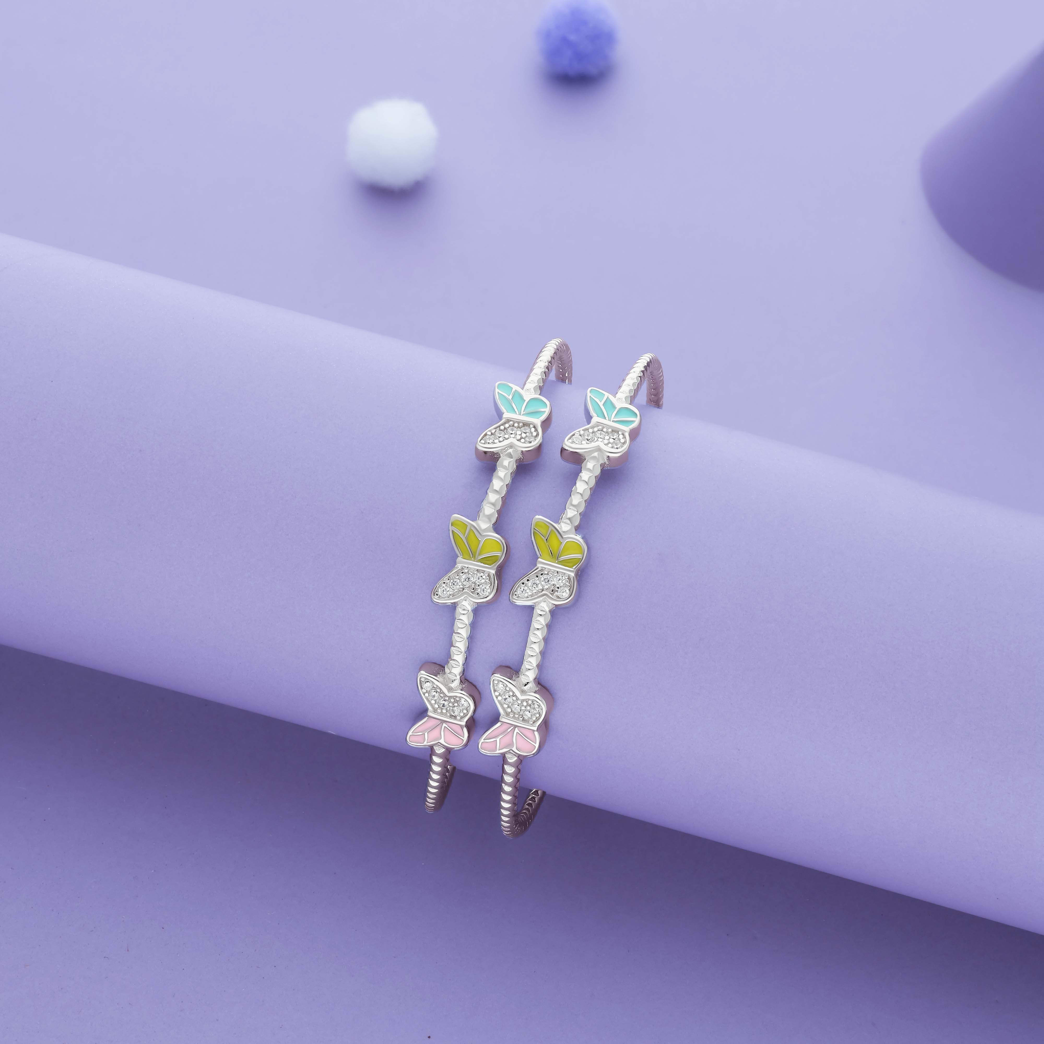 Rosy Flutter 925 Silver Kid Bangles (0-5 Yrs)