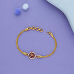 Ruby Blossom 925 Gold Polish Silver Bracelet Iyal Ruby Blossom 925 Gold Polish Silver Bracelet