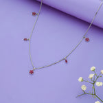Ruby Clover Charm 925 Silver Chain Necklace