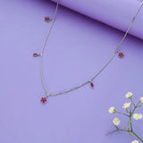Ruby Clover Charm 925 Silver Chain Necklace