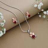 Shiny Flower Rose Gold Pendant Set