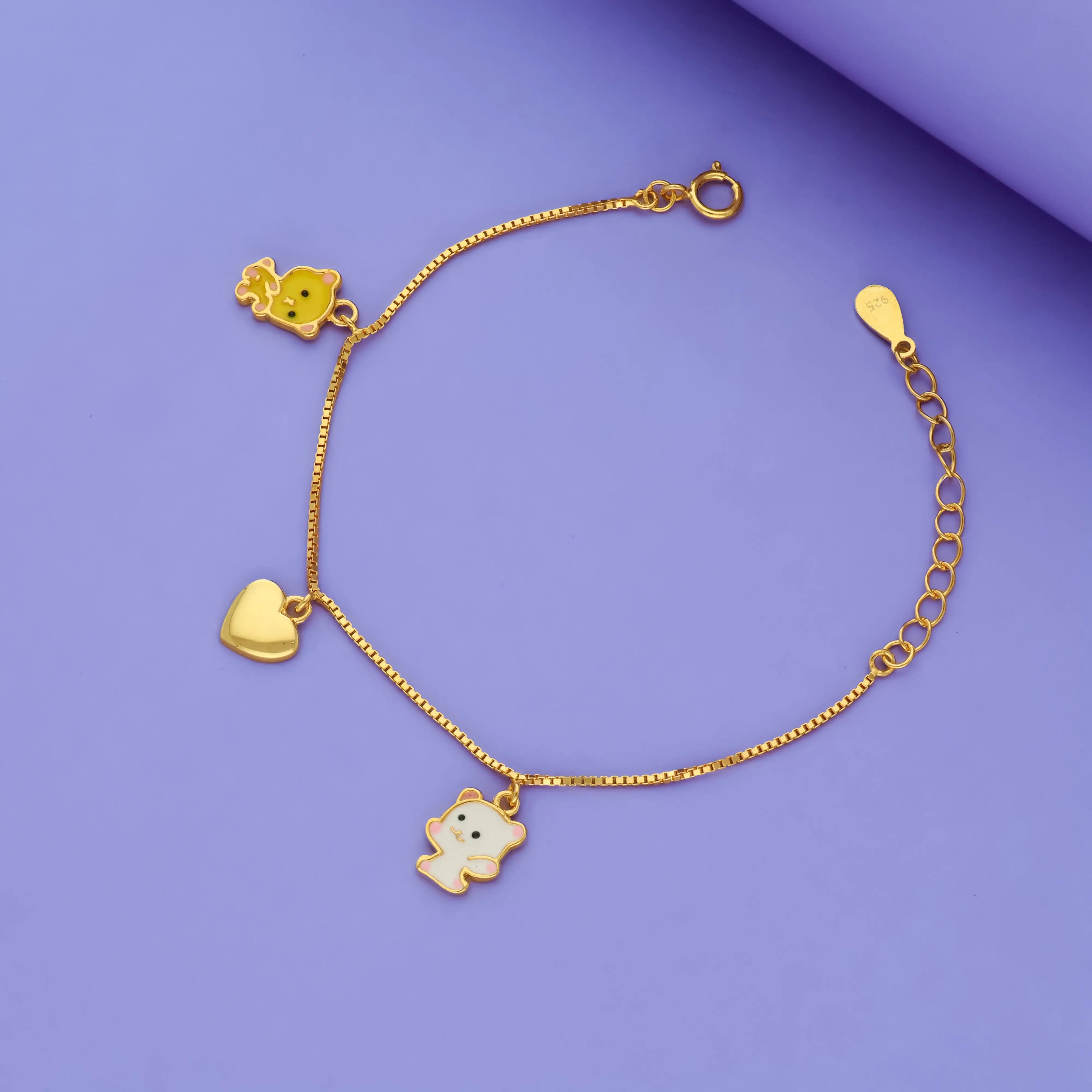 Silver 925 Cute Animal Charm Kids Bracelet (1-6 Yrs)