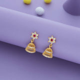 Soft Blush Floral 925 Gold Polish Silver Kid Drop Earring(6+ Yrs)