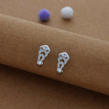 Sparkle Frame 925 Silver J Type Earring