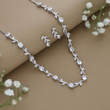 Sparkling Stone Silver Necklace Set