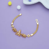 Sri Balaji with Hamsa Design Gold Polish 925 SIlver Kid Bracelet
